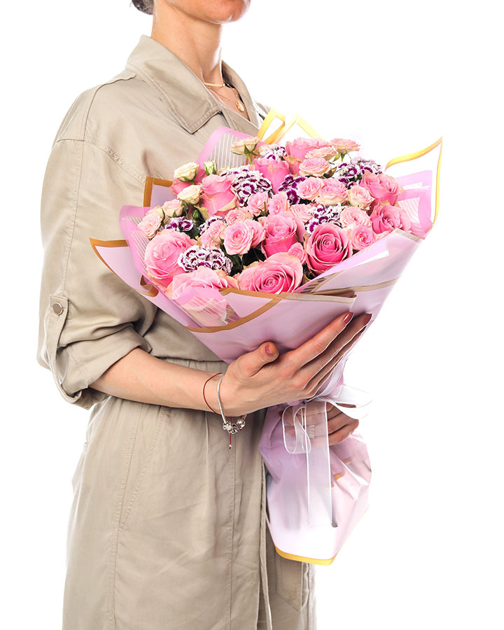 Pembe Gül Romantik Buket
