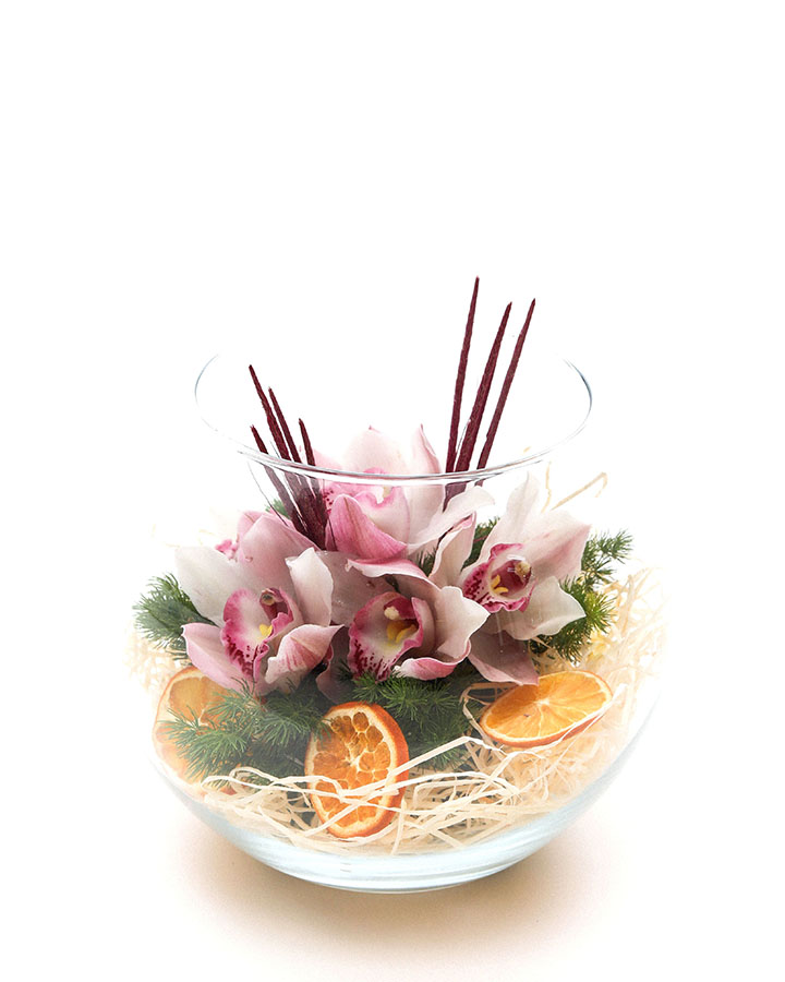 Limonlu Cybidium Orkide Aranjmanı 