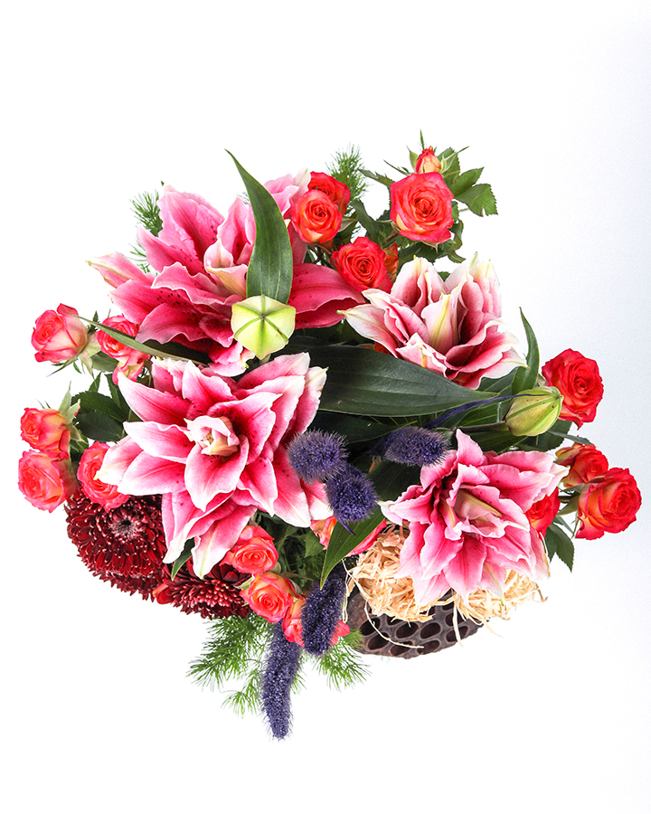 Katmerli Pembe Lilyum Buketi