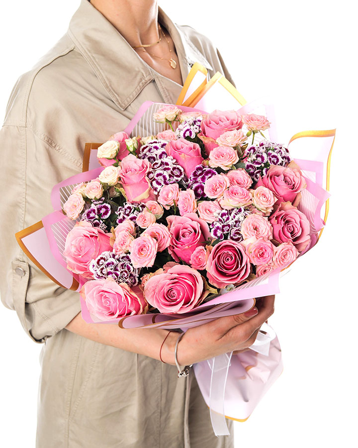 Pembe Gül Romantik Buket